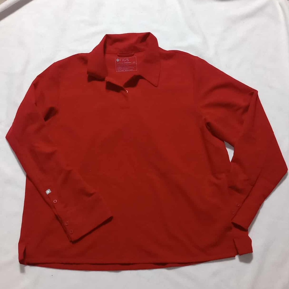 Figs Vibrant Red Long Sleeve Shirt